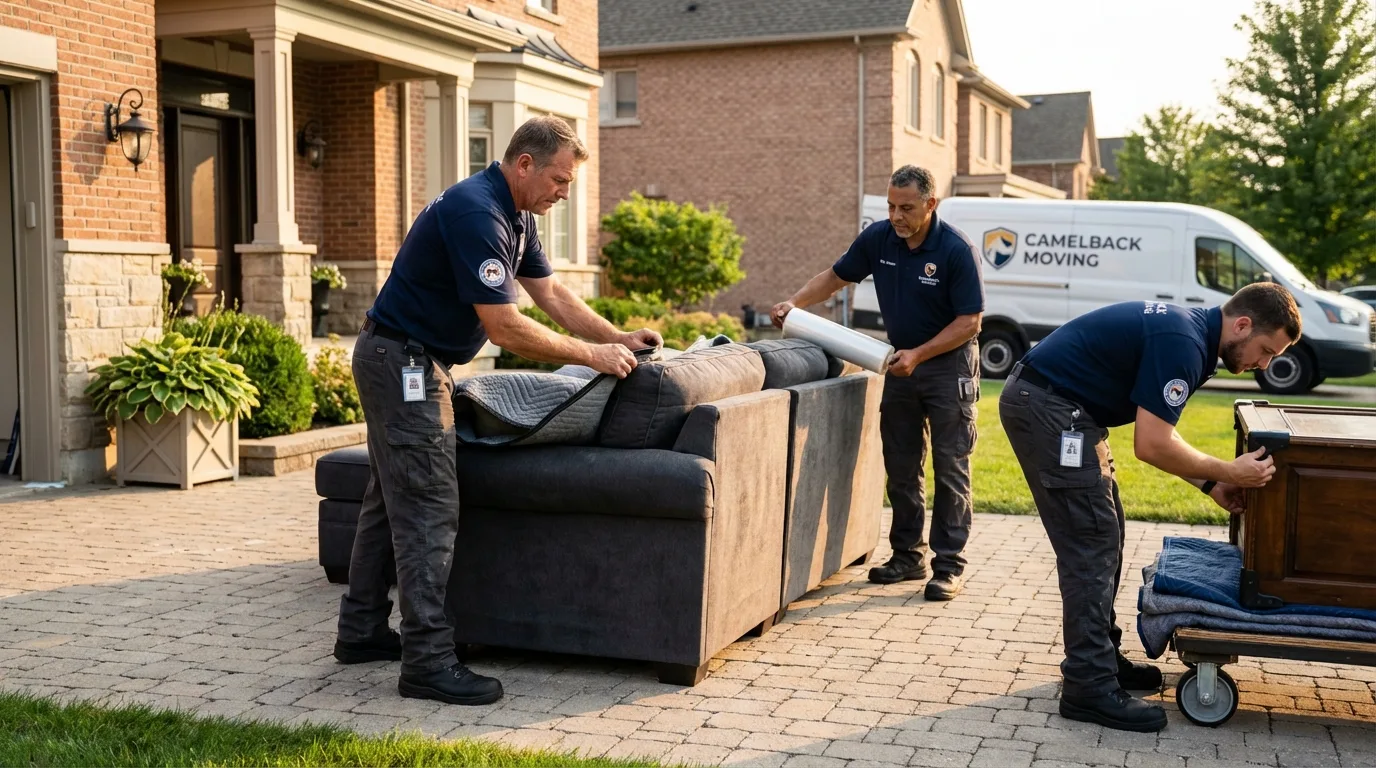 Large estate moving crew wrapping furniture in Paulsboro, NJ